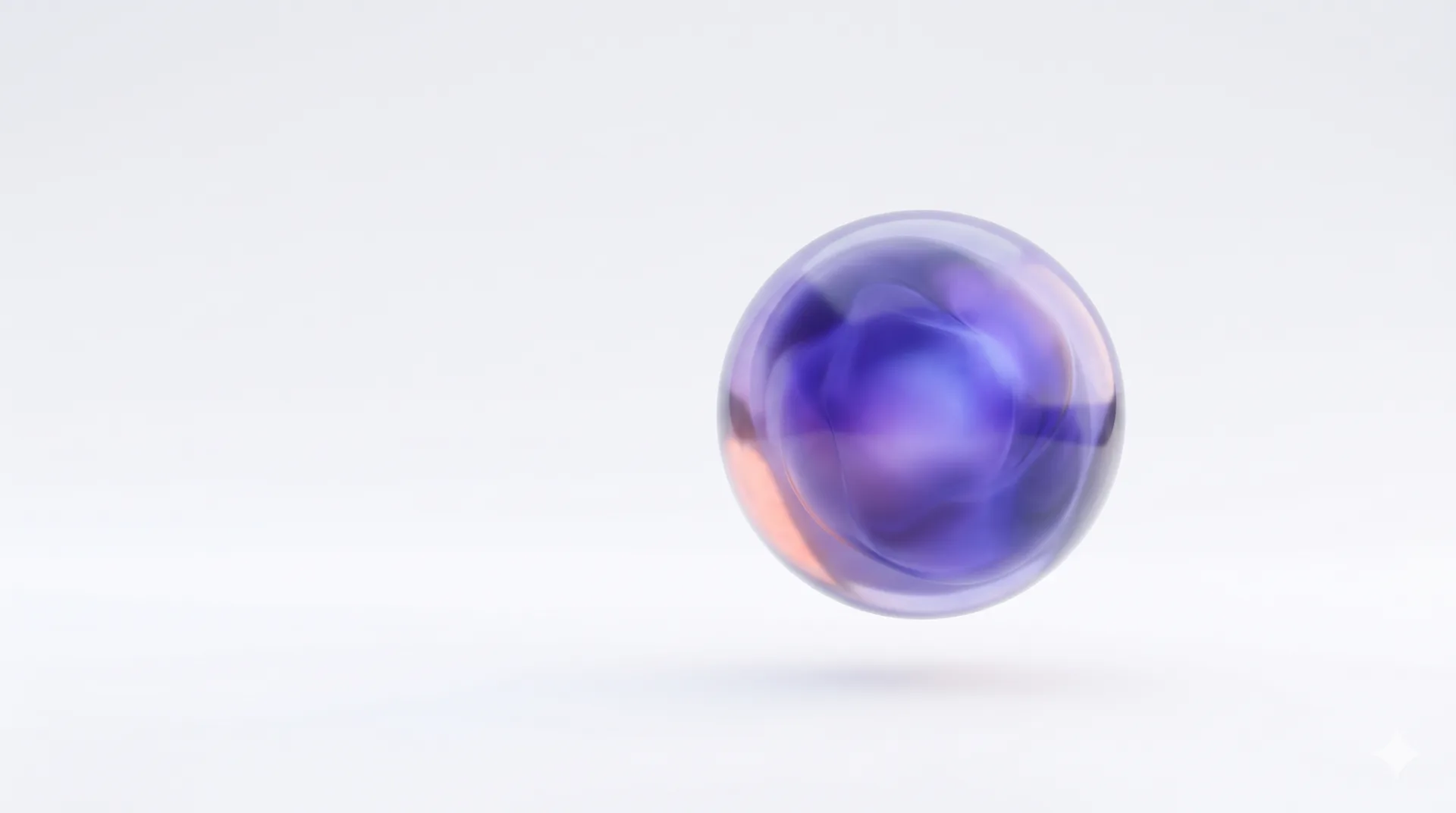 Abstrakt glassfär i indigo, violett och coral mot ljus bakgrund